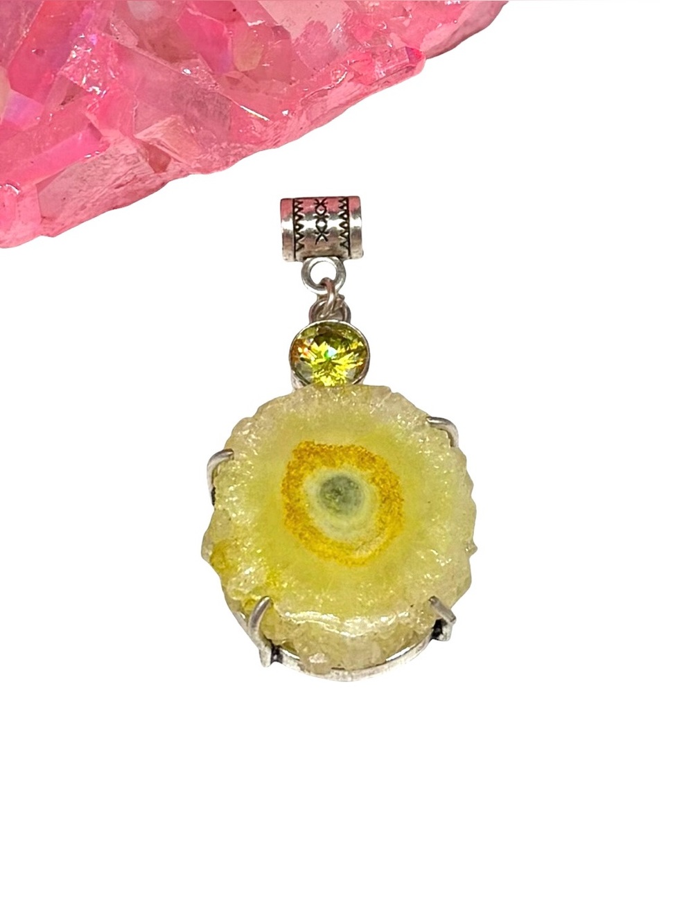 Yellow Solar Quartz Necklace Pendant Stone Crystal